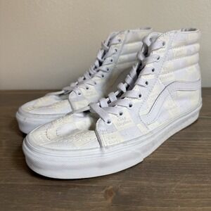 Vans Men's 7.5/Womens 9‎ True White DIY Checkerboard Sk8-Hi Sneakers